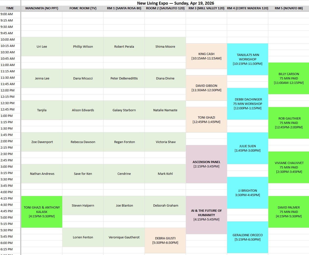 Inspiring Speaker Schedule at New Living Expo.