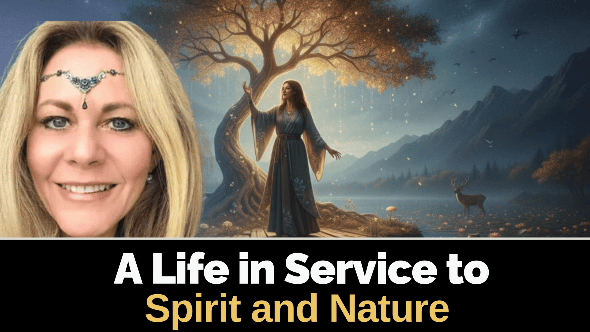 A spiritual leader at the New Living Expo emphasizing harmony with nature and personal growth.