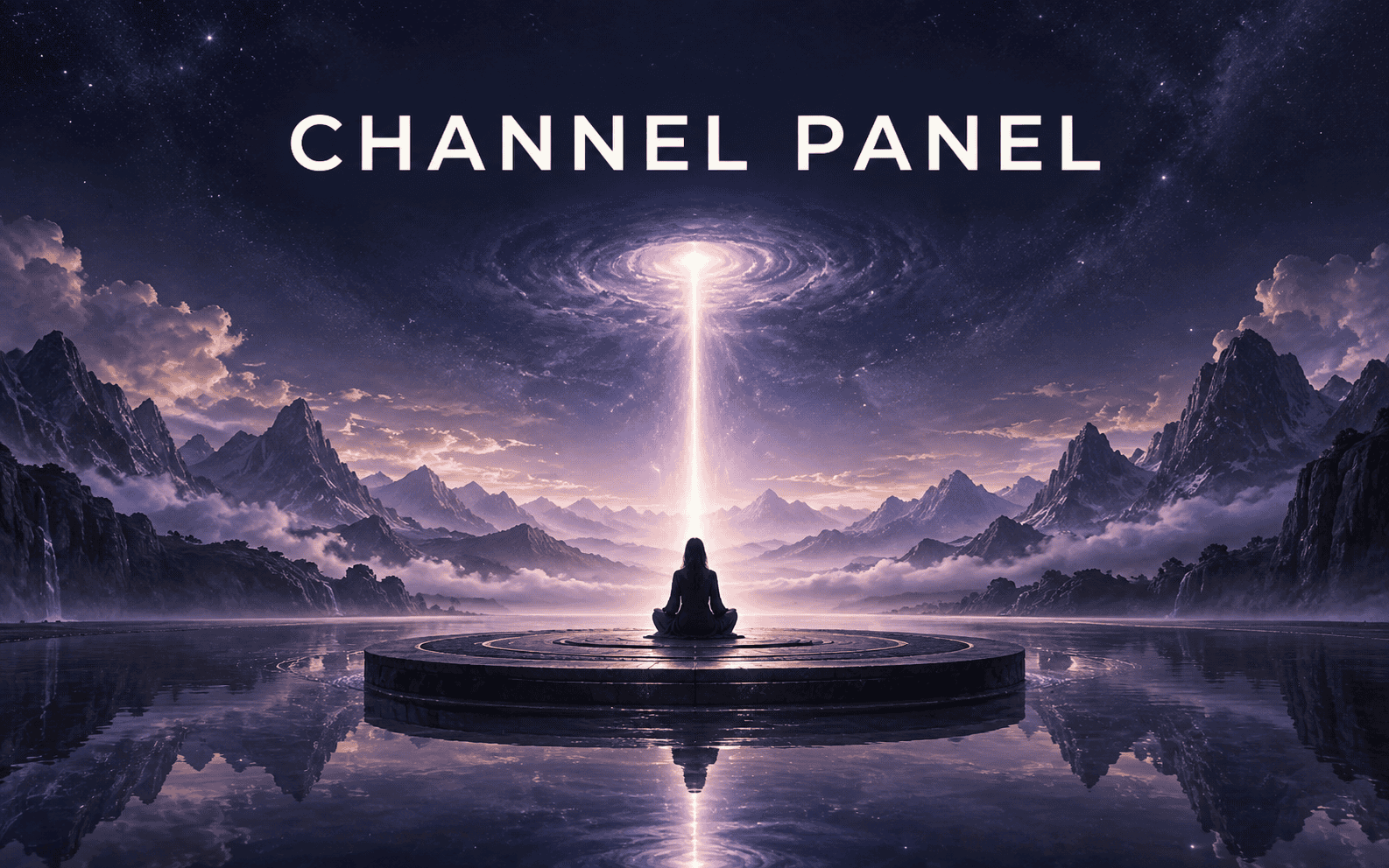 Channel Panel — meditation beneath a beam of celestial light