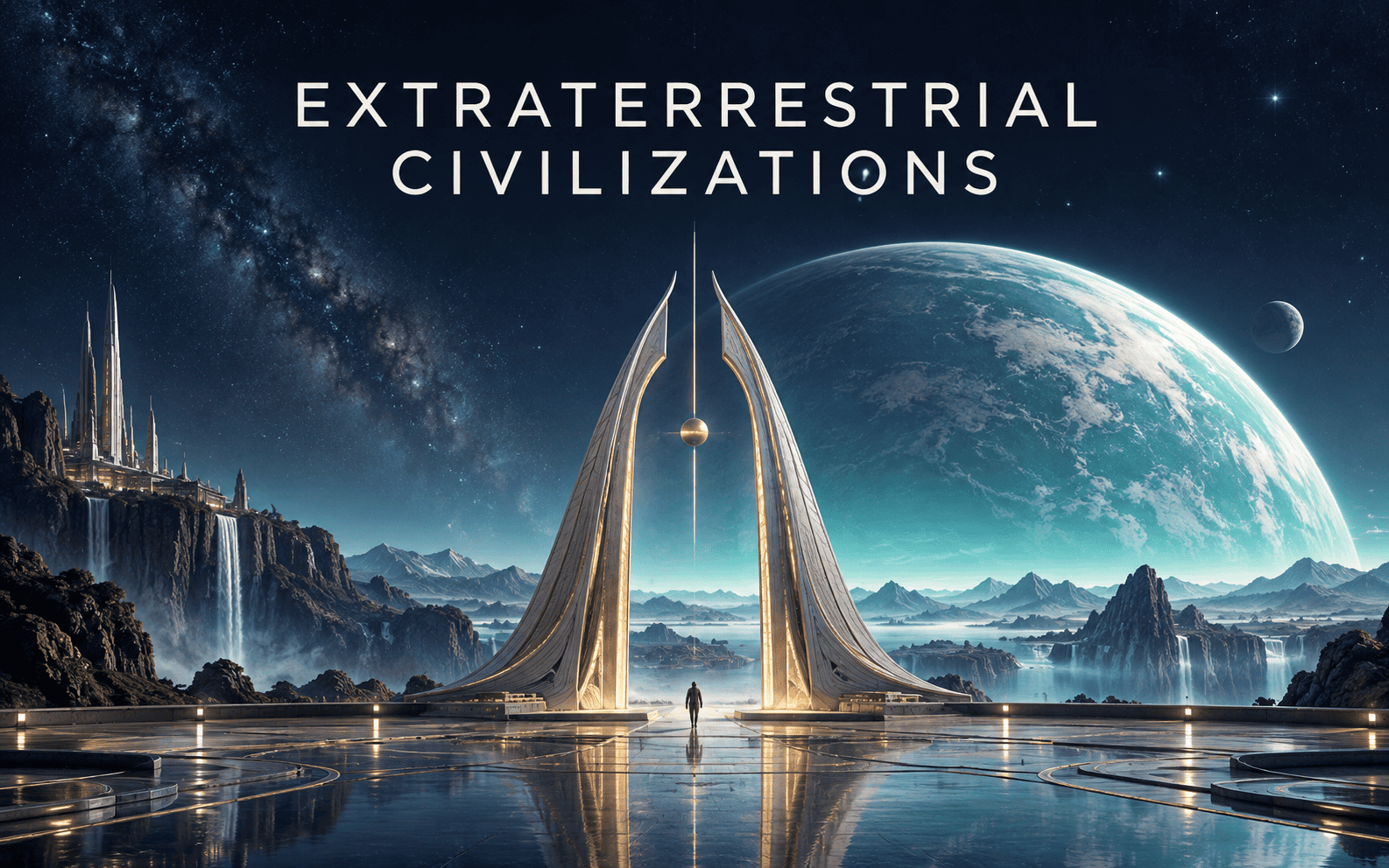 Extraterrestrial Civilizations — monumental gateway beneath an alien planet