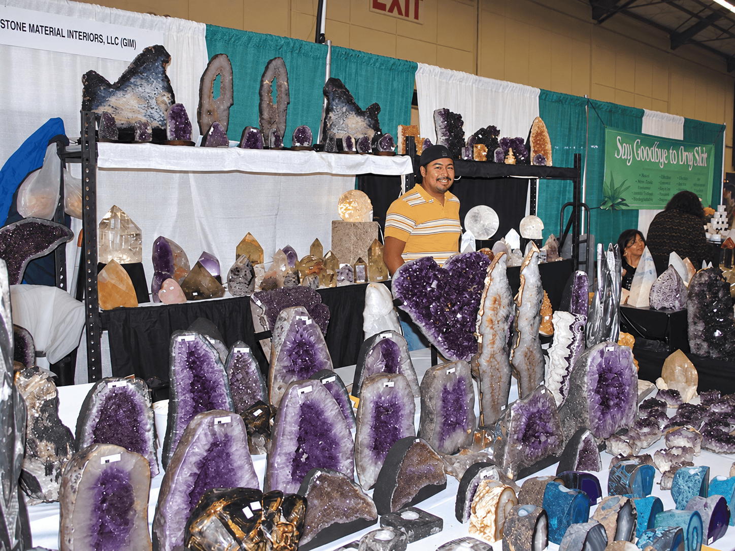 A crystal and mineral exhibitor at a past New Living Expo